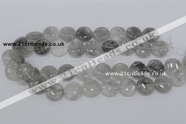 CCQ120 15.5 inches 20mm coin cloudy quartz beads wholesale