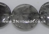 CCQ122 15.5 inches 35mm coin cloudy quartz beads wholesale