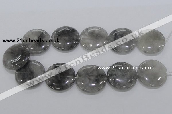 CCQ122 15.5 inches 35mm coin cloudy quartz beads wholesale