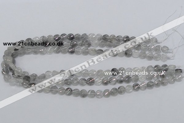 CCQ125 15.5 inches 8mm twisted coin cloudy quartz beads wholesale