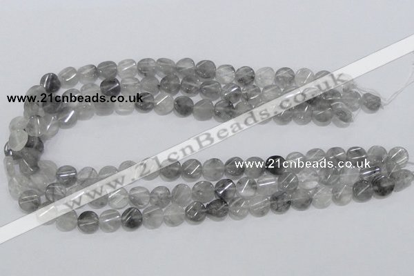 CCQ126 15.5 inches 10mm twisted coin cloudy quartz beads wholesale