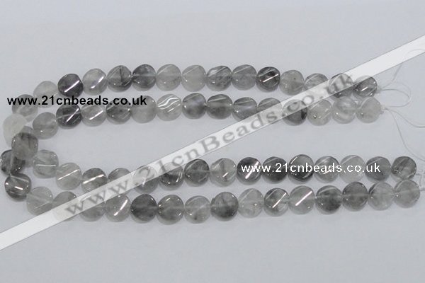 CCQ127 15.5 inches 12mm twisted coin cloudy quartz beads wholesale