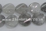 CCQ128 15.5 inches 15mm twisted coin cloudy quartz beads wholesale