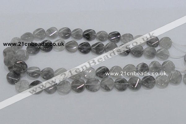 CCQ128 15.5 inches 15mm twisted coin cloudy quartz beads wholesale