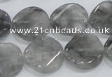 CCQ129 15.5 inches 20mm twisted coin cloudy quartz beads wholesale