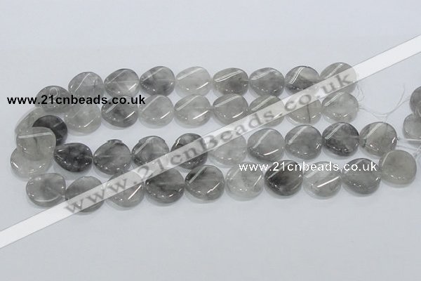 CCQ129 15.5 inches 20mm twisted coin cloudy quartz beads wholesale