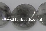 CCQ131 15.5 inches 30mm twisted coin cloudy quartz beads wholesale