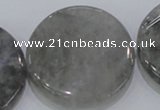 CCQ132 15.5 inches 40mm twisted coin cloudy quartz beads wholesale