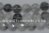 CCQ134 15.5 inches 10mm faceted coin cloudy quartz beads wholesale