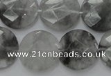 CCQ137 15.5 inches 20mm faceted coin cloudy quartz beads wholesale