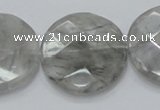 CCQ139 15.5 inches 30mm faceted coin cloudy quartz beads wholesale