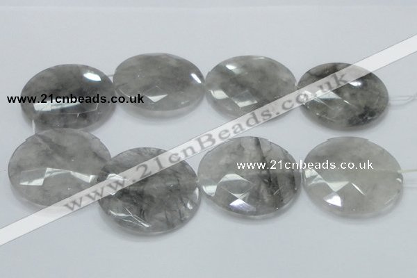 CCQ142 15.5 inches 50mm faceted coin cloudy quartz beads wholesale