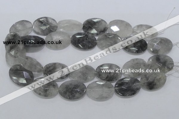 CCQ157 15.5 inches 24*30mm faceted oval cloudy quartz beads wholesale