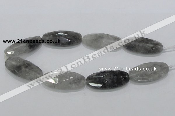 CCQ159 15.5 inches 25*50mm faceted oval cloudy quartz beads wholesale