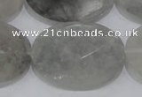 CCQ160 15.5 inches 25*35mm faceted oval cloudy quartz beads wholesale