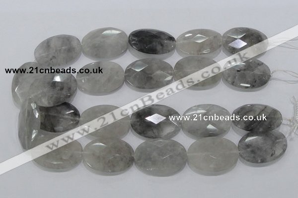 CCQ160 15.5 inches 25*35mm faceted oval cloudy quartz beads wholesale