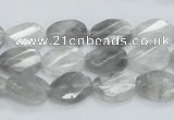 CCQ163 15.5 inches 10*14mm twisted & faceted oval cloudy quartz beads