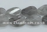 CCQ164 15.5 inches 13*18mm twisted & faceted oval cloudy quartz beads