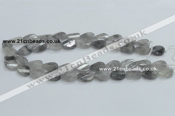 CCQ164 15.5 inches 13*18mm twisted & faceted oval cloudy quartz beads