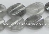 CCQ165 15.5 inches 12*20mm twisted & faceted oval cloudy quartz beads