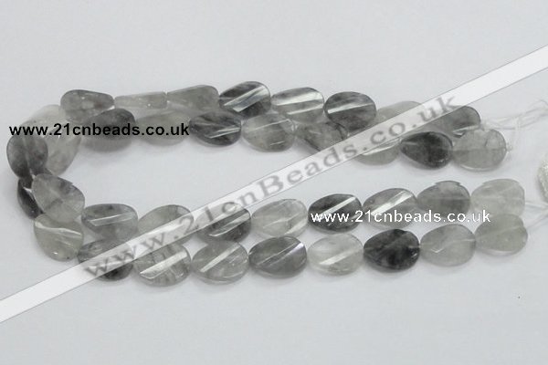 CCQ165 15.5 inches 12*20mm twisted & faceted oval cloudy quartz beads