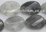 CCQ166 15.5 inches 18*25mm twisted & faceted oval cloudy quartz beads