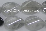 CCQ170 15.5 inches 18*25mm twisted flat teardrop cloudy quartz beads