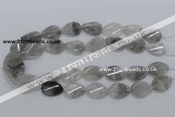 CCQ170 15.5 inches 18*25mm twisted flat teardrop cloudy quartz beads