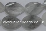 CCQ172 18*25mm twisted & faceted flat teardrop cloudy quartz beads