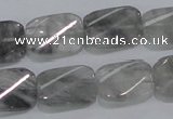 CCQ181 15.5 inches 13*19mm twisted rectangle cloudy quartz beads