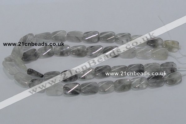 CCQ181 15.5 inches 13*19mm twisted rectangle cloudy quartz beads