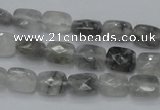 CCQ184 15.5 inches 8*10mm faceted rectangle cloudy quartz beads