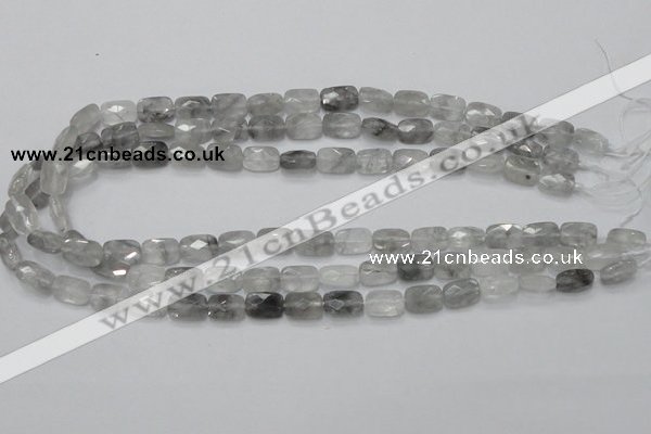 CCQ185 15.5 inches 8*12mm faceted rectangle cloudy quartz beads