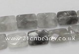 CCQ186 15.5 inches 10*14mm faceted rectangle cloudy quartz beads