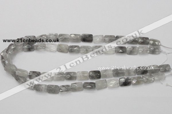 CCQ186 15.5 inches 10*14mm faceted rectangle cloudy quartz beads