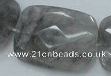 CCQ192 15.5 inches 30*40mm faceted rectangle cloudy quartz beads