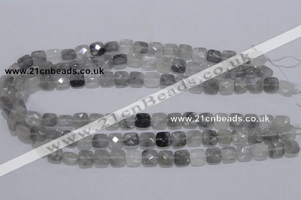 CCQ197 15.5 inches 8*8mm faceted square cloudy quartz beads