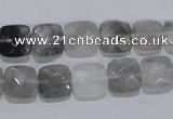 CCQ198 15.5 inches 10*10mm faceted square cloudy quartz beads