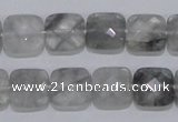 CCQ199 15.5 inches 12*12mm faceted square cloudy quartz beads