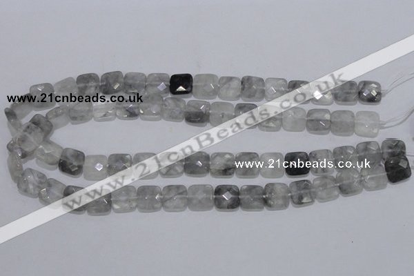 CCQ199 15.5 inches 12*12mm faceted square cloudy quartz beads