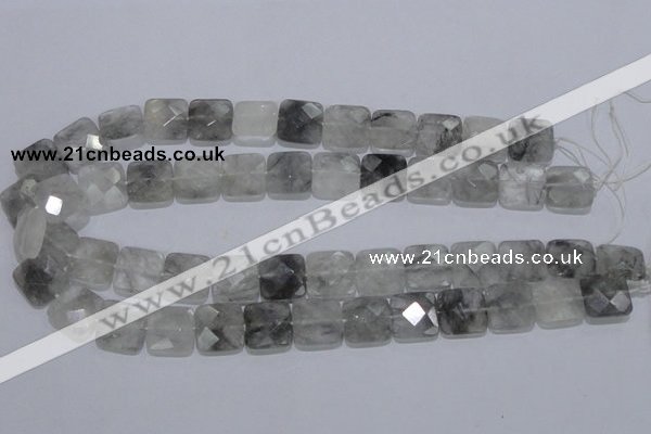 CCQ200 15.5 inches 15*15mm faceted square cloudy quartz beads