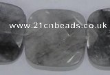 CCQ201 15.5 inches 30*30mm faceted square cloudy quartz beads