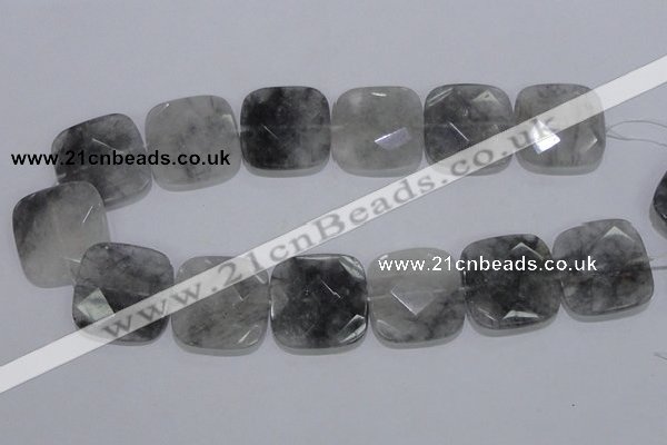 CCQ201 15.5 inches 30*30mm faceted square cloudy quartz beads