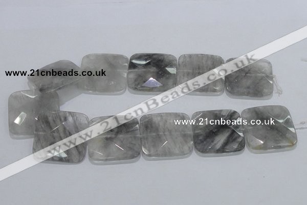 CCQ202 15.5 inches 35*35mm faceted square cloudy quartz beads