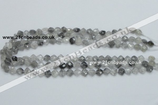 CCQ207 15.5 inches 8*8mm faceted diamond cloudy quartz beads