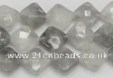 CCQ208 15.5 inches 10*10mm faceted diamond cloudy quartz beads