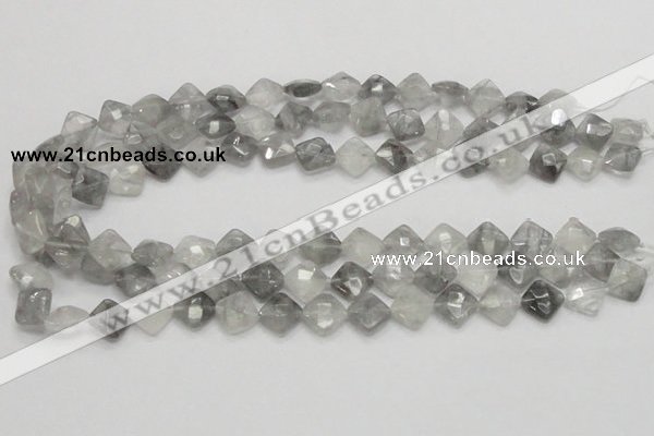 CCQ208 15.5 inches 10*10mm faceted diamond cloudy quartz beads