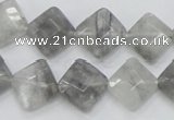 CCQ209 15.5 inches 12*12mm faceted diamond cloudy quartz beads