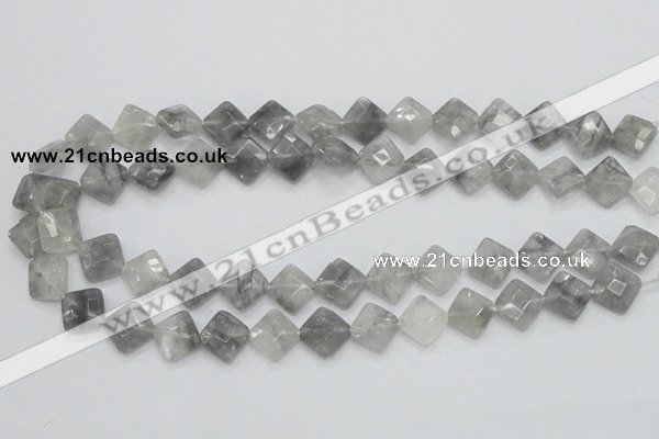 CCQ209 15.5 inches 12*12mm faceted diamond cloudy quartz beads