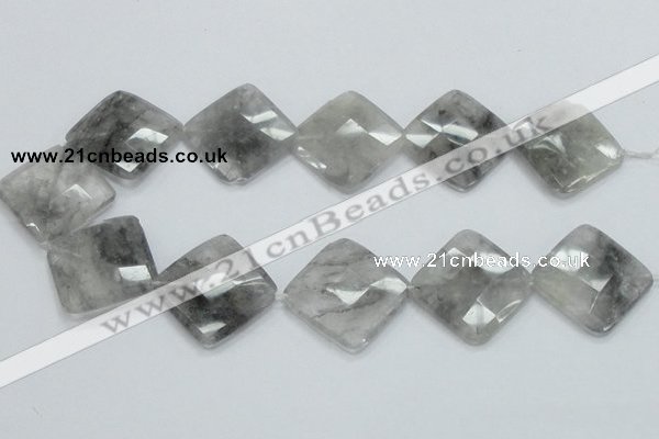 CCQ212 15.5 inches 30*30mm faceted diamond cloudy quartz beads